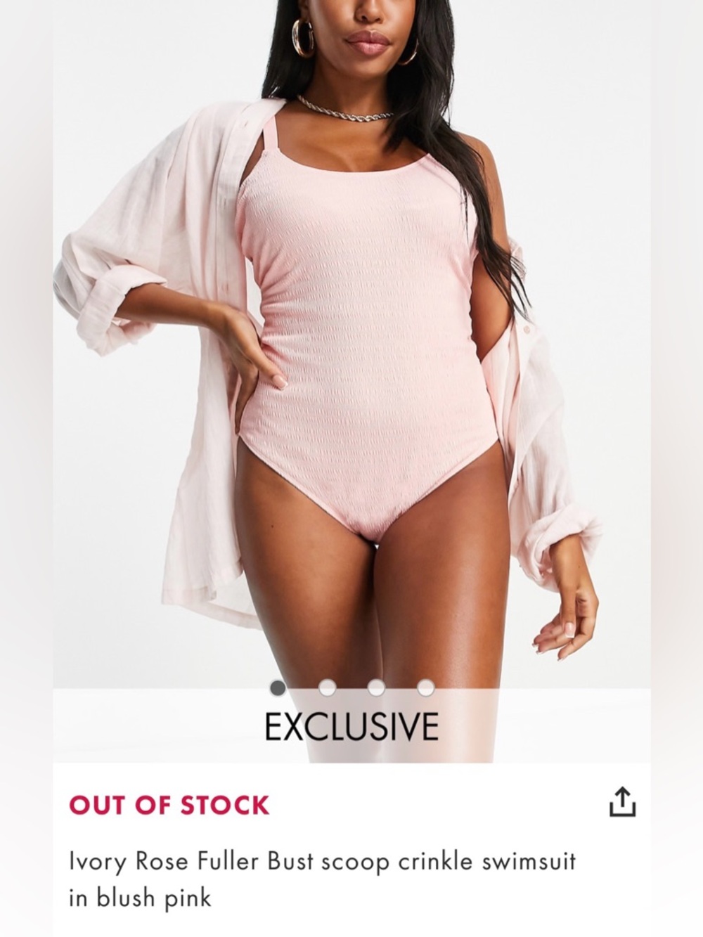 ASOS Blush Pink Crinkle Scoop One-Piece Swimsuit